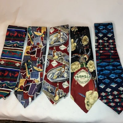 Галстуки Tabasco шелк лот из 5 сделано в США - Изображение 1 из 4