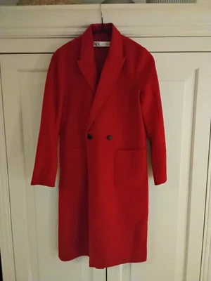 Zara Mantel Damen Gr. S (eher eine M) rot Woll-Filzoptik Weihnachten  - Bild 1 von 4
