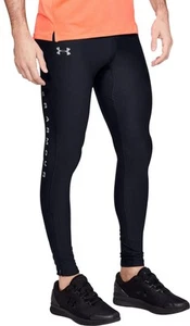 Under Armour Qualifier HeatGear Mens Running Tights Black Compression Run Sports - Picture 1 of 6