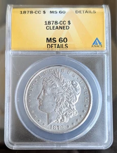 1878 CC United States Carson City Morgan Silver Dollar ANACS MS60 Cleaned - Picture 1 of 11