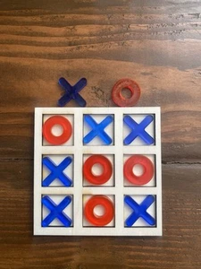 Wood Tic Tac Toe, Classic Board Game, Handmade Wooden Game, Travel Board Game, - Picture 1 of 1