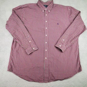 Ralph Lauren Shirt Mens 3XLT Tall Red Plaid Classic Fit Preppy Academia - Picture 1 of 10