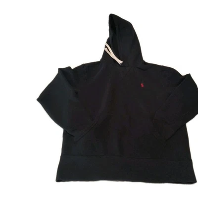 POLO RALPH LAUREN Hoodie Pullover Sweatshirt Black Red Pony Logo Sz Sp - Image 1 of 4