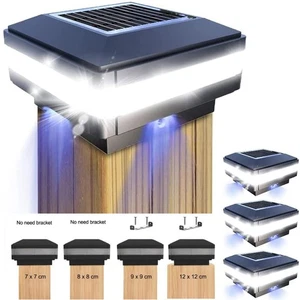 2/4/8 Pack Solar Post Deck Cap Lights Outdoor Garden Fence Landscape Lamp Black - Picture 1 of 13