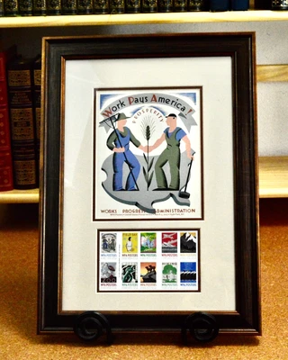 VERY RARE Works Project Administration WPA Poster Framed Stamp Art MINT! 25.0623 - Image 1 of 4