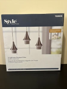 Style Selections 3 Light Brushed Nickel Transitional Cylinder Hanging *USED* - Picture 1 of 14