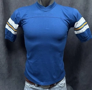 T-shirt maglia vintage righe blu bianca uomo media anni 80 - Foto 1 di 3