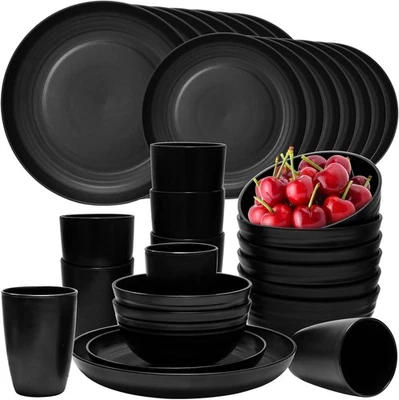 32Pcs Unbreakable Plates and Bowls Dinnerware Set Dishwasher and Microwave Safe - Image 1 of 4