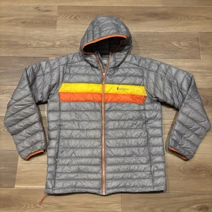 Cotopaxi Fuego Goose Down Puffer Hooded Jacket Mens XXL 800 Fill Orange Yellow - Picture 1 of 9