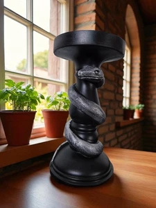 Black Snake Candle Holder Decorative Gothic Serpent Statue Home Decor Table Top - Picture 1 of 10