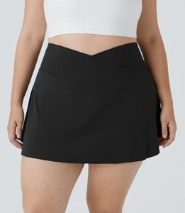 Halara Softlyzero Airy Crossover Side Pocket Tennis Skirt UPF 50+ Black 2XL NWT - Picture 1 of 14