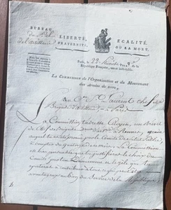 1795 lettre autographe Louis Antoine Pille Révolution Empire Général Promotion - Picture 1 of 4