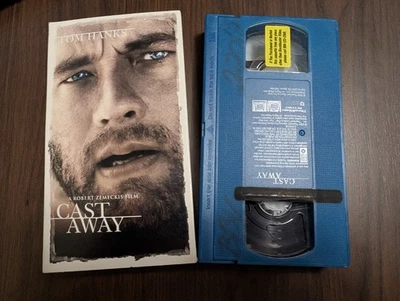 Cast Away VHS Tape 2001 Tom Hanks Blue Rental Vtg Copy  - Image 1 of 4