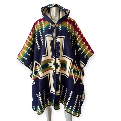 Андская альпака смесь с капюшоном пончо Otavalo ремесленник сплетенный плащ Эквадор один размер - Изображение 1 из 4