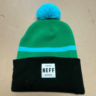 Gorro NEFF Pop Pom Verde y Azul Rayas Talla Única Unisex Foto 1 de 4