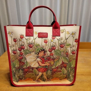 GUCCI Colaboración Especial Flor Hadas Bolso de Mano Fresa Floral Cuero - Imagen 1 de 12