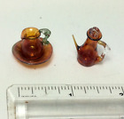 miniature 1:12 vintage set of amber hand blown glassware