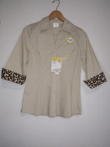 RIDERS By LEE Women Button Down Shirts 3/4 Sleeve Dress Shirt Strech size S - Picture 1 of 12