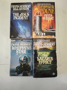 Lot Of 4 Frank Herbert Books Including God Emperor Of Dune  - Picture 1 of 10