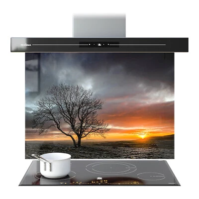Kitchen Glass Splashback Toughened Tile Cooker ANY SIZE Farm Sunset Tree Sky WxH - Image 1 of 4