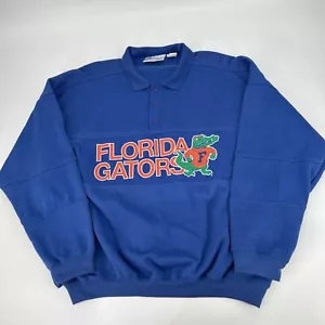 Florida Gators Sweatshirt Mens XL Blue Collared Henley Polo Retro Albert - Picture 1 of 9