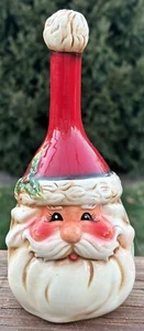 Vintage Christmas Decor SANTA BELL ceramic Big 8" tall figurine Jolly St Nick - Picture 1 of 10