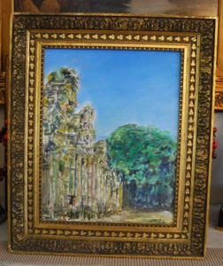 FRAMED ORIGINAL OIL RUINS SAN IGNACIO MINI MISIONES ARGENTINA ARTIST HECTO VIDAL - Picture 1 of 24