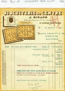 Dépt 18 - St Amand Montrond 35 Rue Barbusse - Belle Entête N° 1 Biscuiterie 1937 - Picture 1 of 1