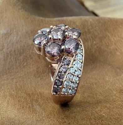 JTV Bella Luce® Champagne Zircon & White Diamond Simulants Gold Over 925 Ring 6 - Image 1 of 4