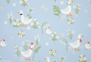 Daisy Flower & Gentleman Goose Patterned Fabric made in Korea by Half Yard - Picture 1 of 10