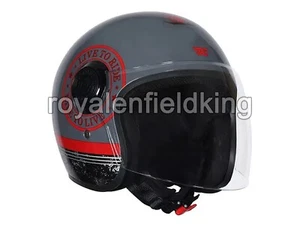 Genuine Royal Enfield COPTER CROSS PATTERN Open Face Helmet - Grey & Red - Picture 1 of 8