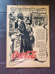 Théâtre femme vintage Coca Cola bois fantaisie à l'ancienne mai 1907 coke 5 cents
