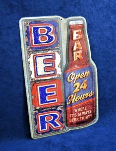 BIERBAR - * HERGESTELLT IN DEN USA* - gestanztes geprägtes Metallschild - Mannhöhle Garage Bar Pub Dekor - Bild 1 von 8
