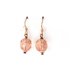 New Victorian Style Pink Glass Copper Earrings Artisan Handmade - Picture 1 of 3