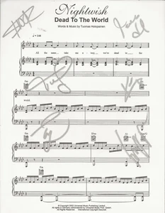 Nightwish REAL SIGNED Dead To The World Sheet Music COA Autographed by all 6 - Picture 1 of 2