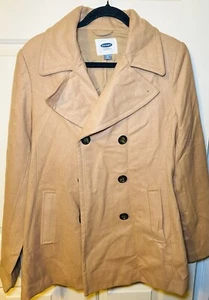 Old Navy Camel Tan Peacoat Size Wool Blend Double Breasted Lined Coat Women’s, M - Imagen 1 de 3