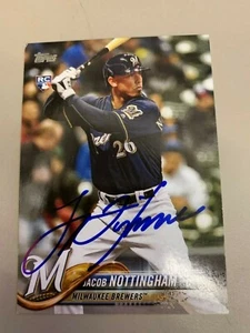 Jacob Nottingham 2018 Milwaukee Brewers Signed Card - Picture 1 of 1