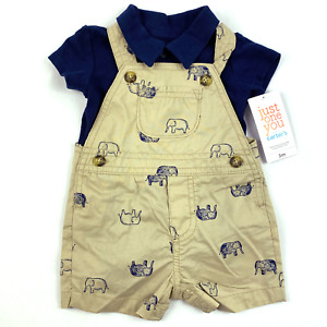 Baby Toddler Two Piece Outfit Polo w/ Overalls Size 3M Carter's Brand NWT