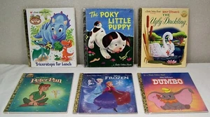 Golden Books Disney Dumbo, Peter Pan, Frozen, Duckling, Poky, Triceratops 6 Lot - Bild 1 von 6