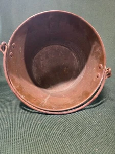 Brass Pot with Handles – Vintage Solid Brass Bucket – Antique Rustic Decor - Picture 1 of 2