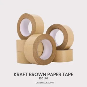Self Adhesive 48mm x 50m Kraft Brown Paper Tape Picture Framing Carton Packing - Picture 1 of 12