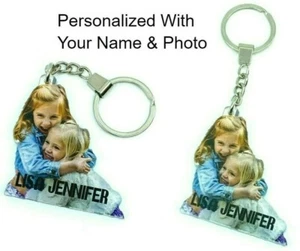 Individueller Schlüsselanhänger, Ihr Foto Bild UV gedruckt personalisiert Namen Schlüsselring Kette - Bild 1 von 12