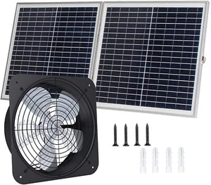 1200CFM Solar Fan kit, 30W Foldable Solar Panel & 14" Steel DC Fan for Attic/RV - Picture 1 of 8