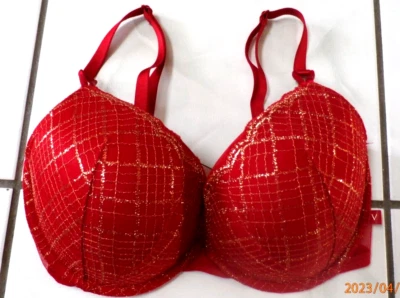 Sutiã push up Victoria's Secret 34DD ouro vermelho renda brilhante NOVO COM ETIQUETAS F322 - Imagem 1 de 4