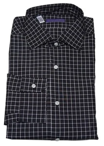 $ 450 Ralph Lauren Purple Label Herrenhemd Italien kariert schwarz Italien 14,5 - Bild 1 von 3
