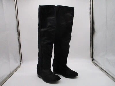 Botas Naughty Monkey de cuero negro sobre la rodilla ocultas con cuña y cremallera para mujer talla 6,5 Foto 1 de 4