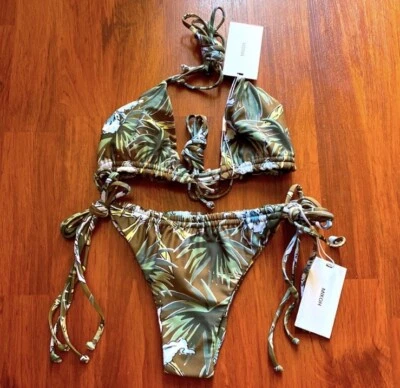 MIKOH Green Bikini Monse Top/Buru Bottom Set Tropical XS/S Small NWT NEW - Image 1 of 4