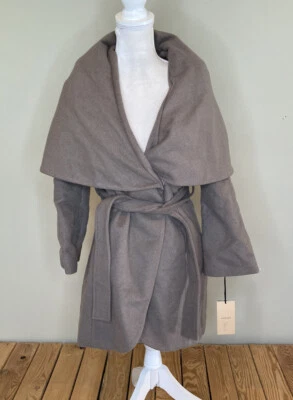 halogen NWT $348 women’s Snap front Belted coat size XXS beige - Image 1 of 4