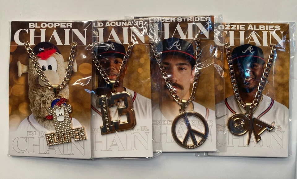 RONALD ACUNA OZZIE ALIES SPENCER STRIDER BLOOPER Atlanta Braves Baseball Chain - Image 1 of 1