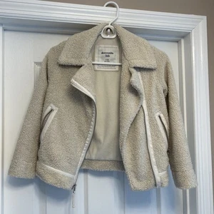 Abercrombie Kids Shearling Sherpa Biker Jacket Size 7/8 - Picture 1 of 3